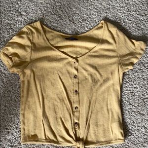 AEO Yellow Button Up Knot Shirt